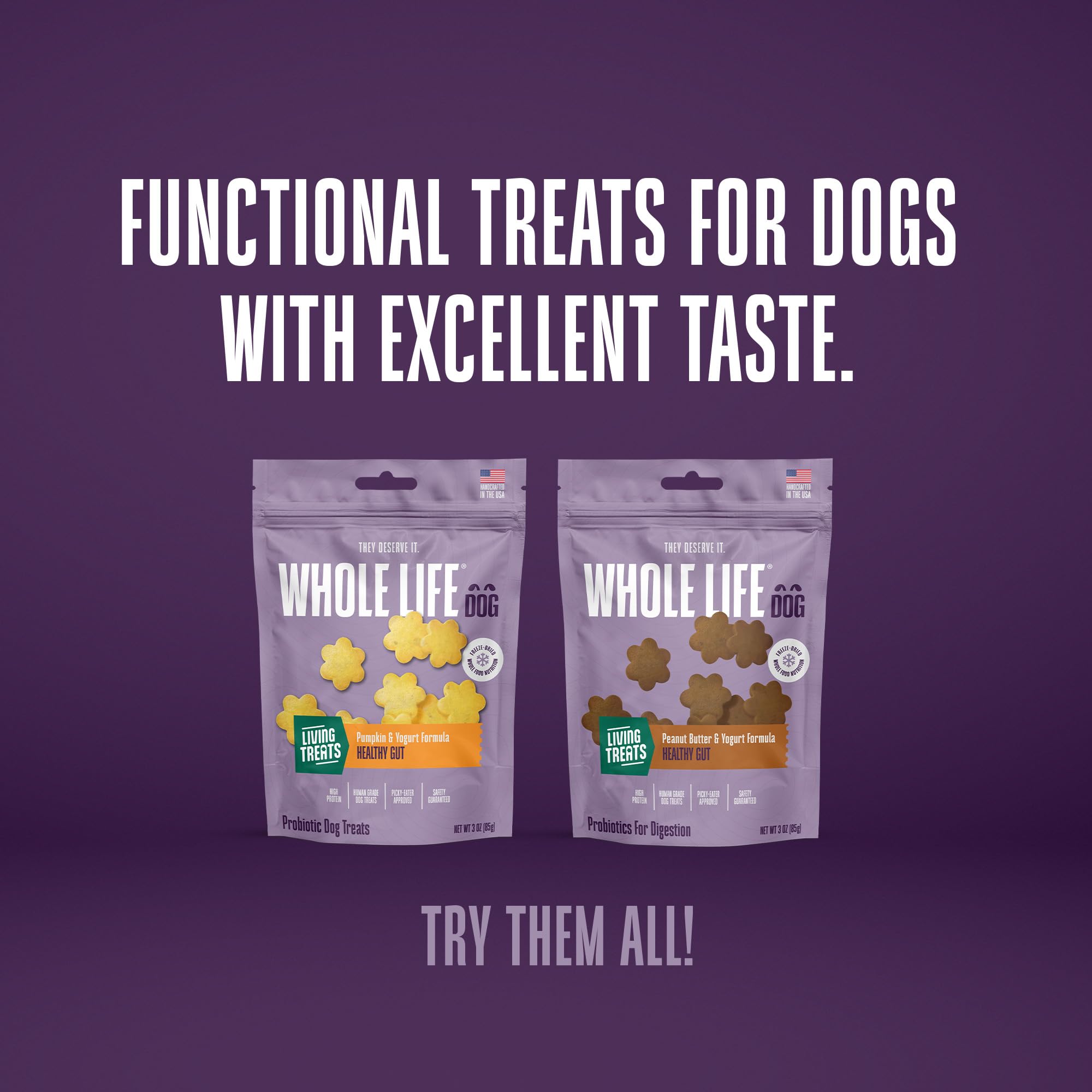 Whole Life Pet Probiotic Dog Treats ingredients closeup showcases natural six-ingredient recipe