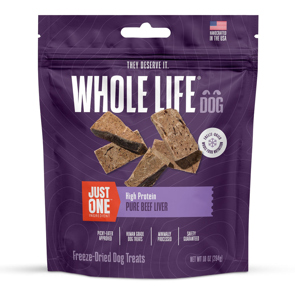 Whole Life Beef Liver Treats pack image, ideal for protein-rich training rewards.