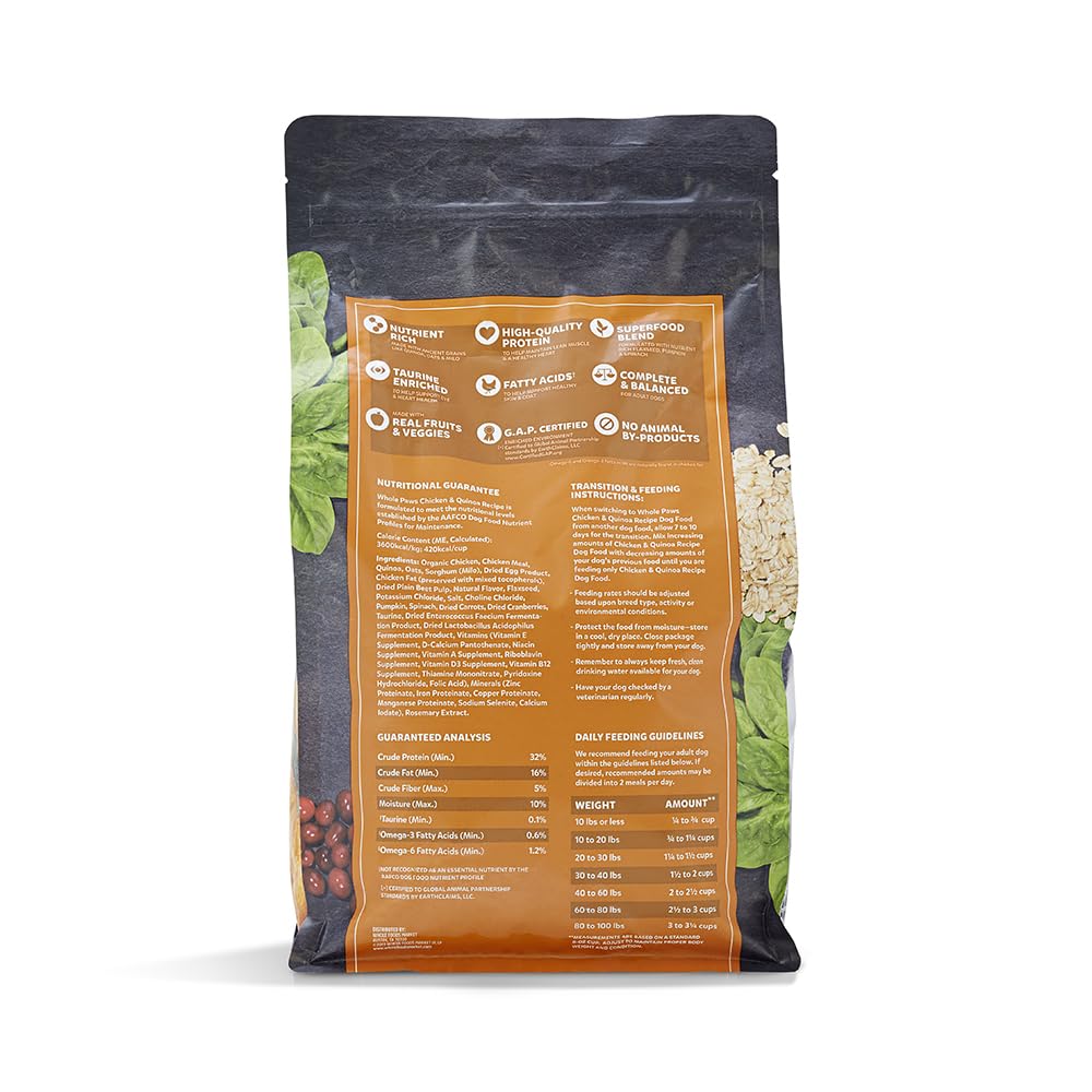 Whole Paws Chicken & Quinoa serving – convenient daily feeding option with balanced nutrition.