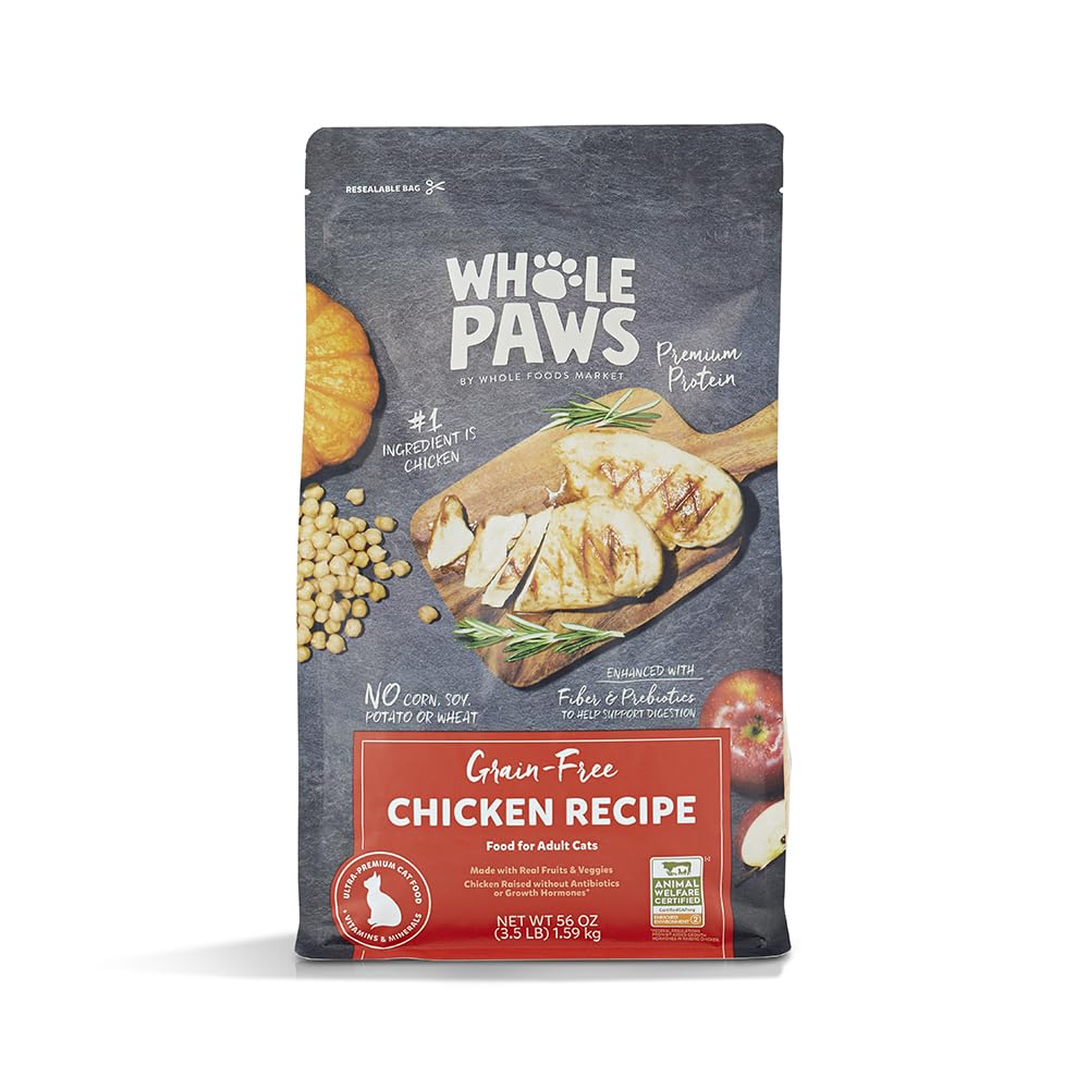 Whole Paws Chicken Recipe bag front showcasing real chicken and ingredients for balanced nutrition.