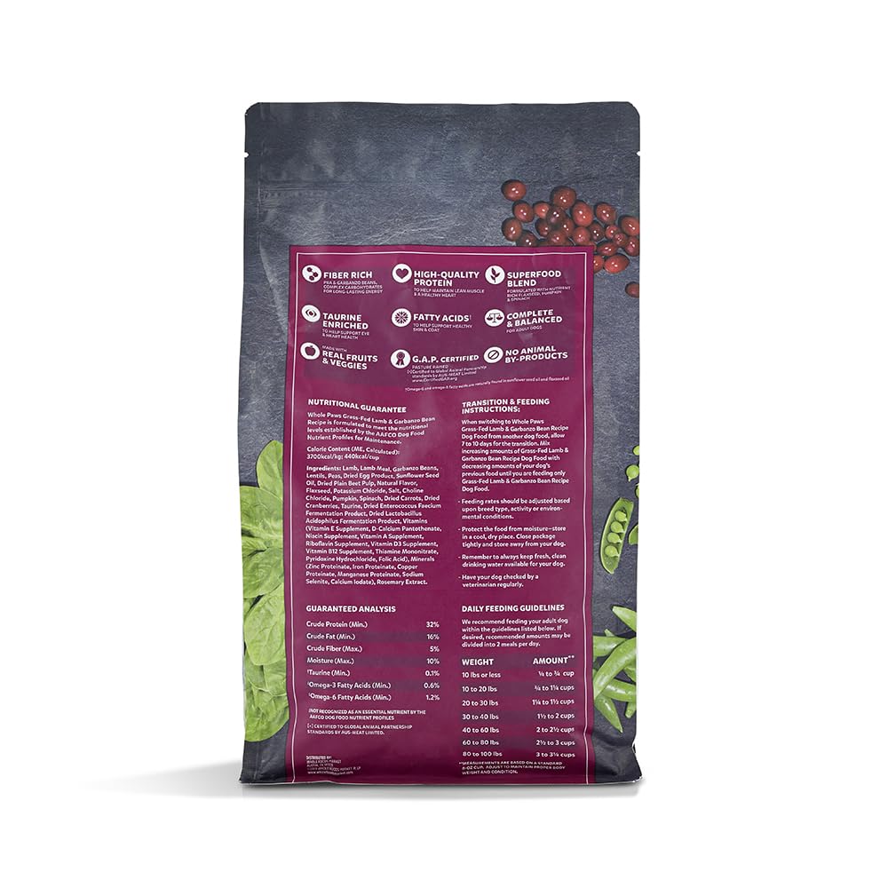 Whole Paws ingredients close-up with real fruits and veggies for balanced nutrition.