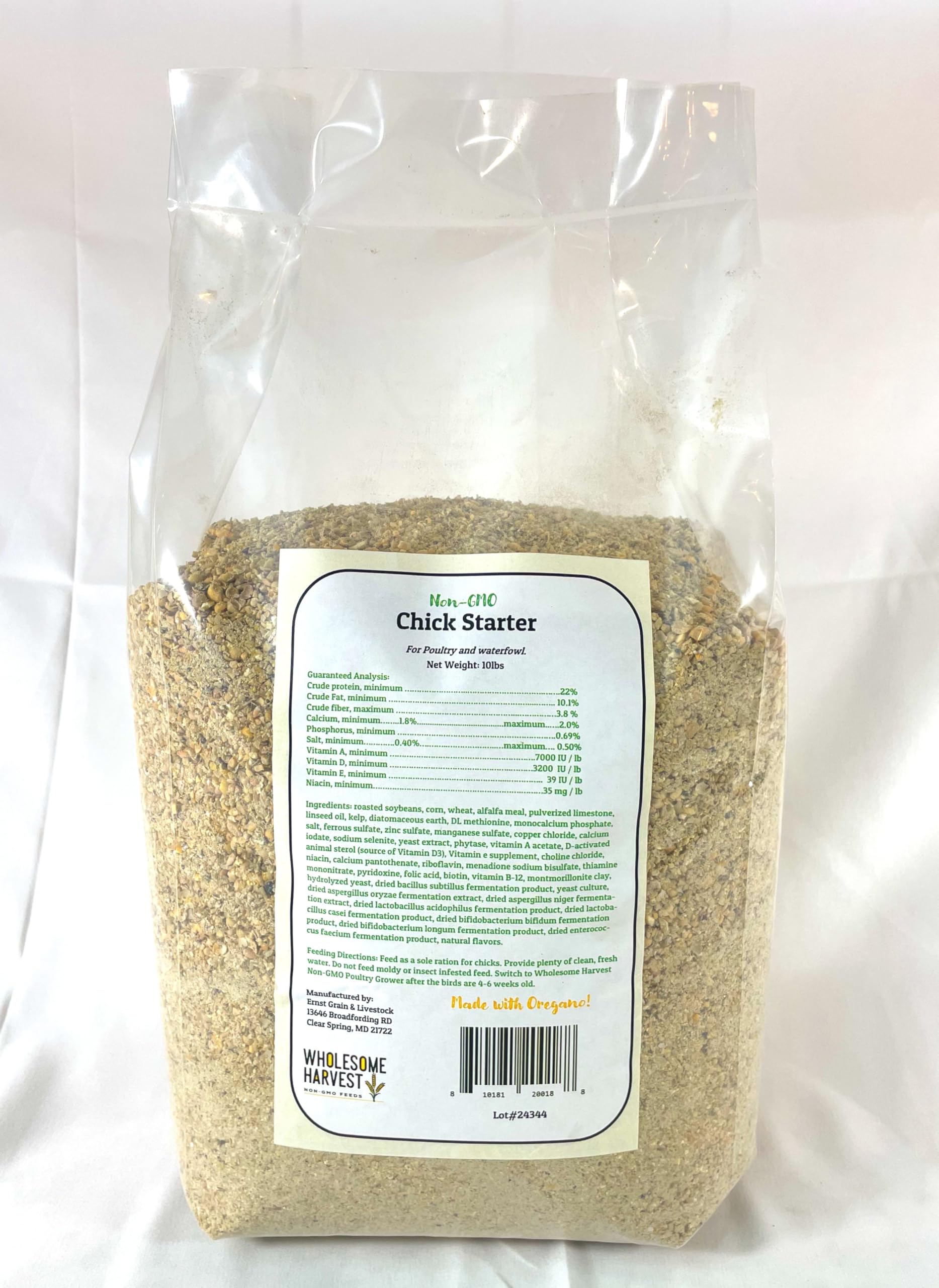 Wholesome Harvest chick starter with probiotics image suggests easier digestion and resilience in chicks