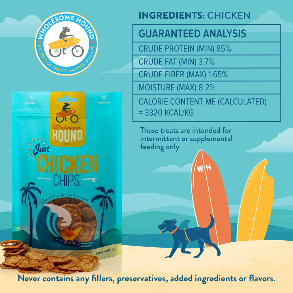 Wholesome Hound Chicken Chips crisp texture ready to crunch