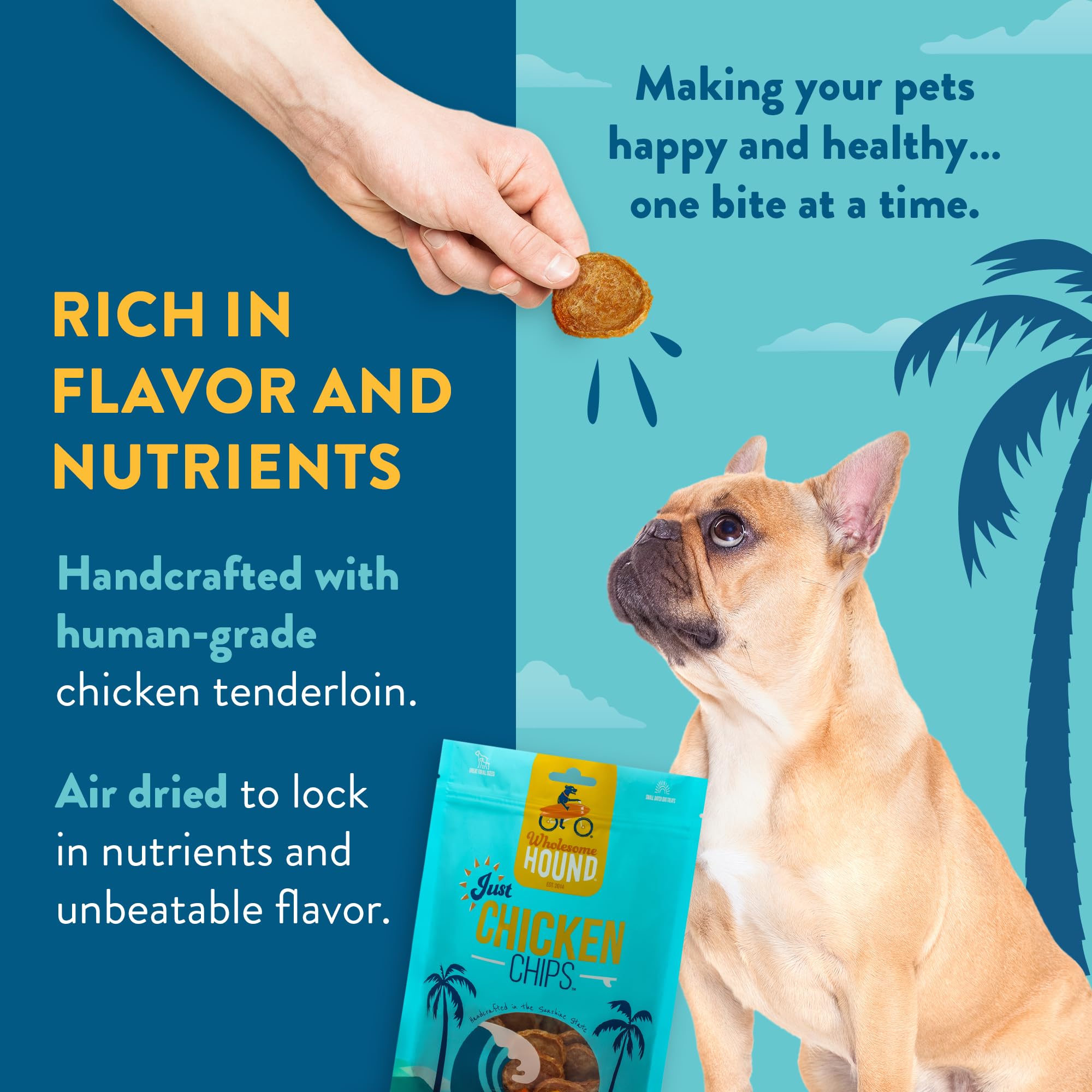 Wholesome Hound Chicken Chips suitable for all dog sizes during training