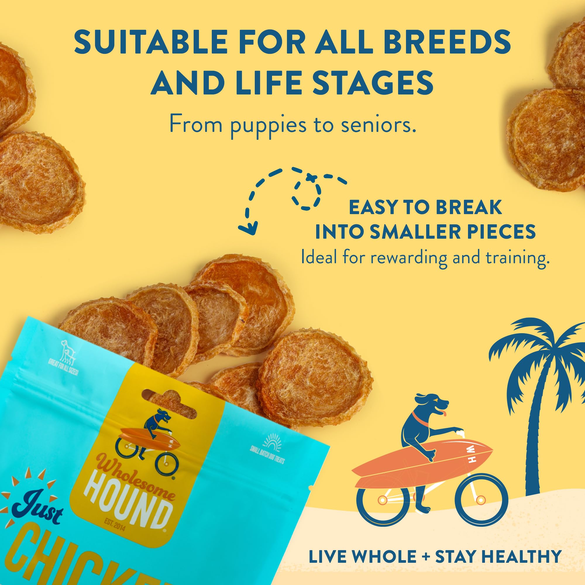 Wholesome Hound Chicken Chips protein snack for healthy dog feeding