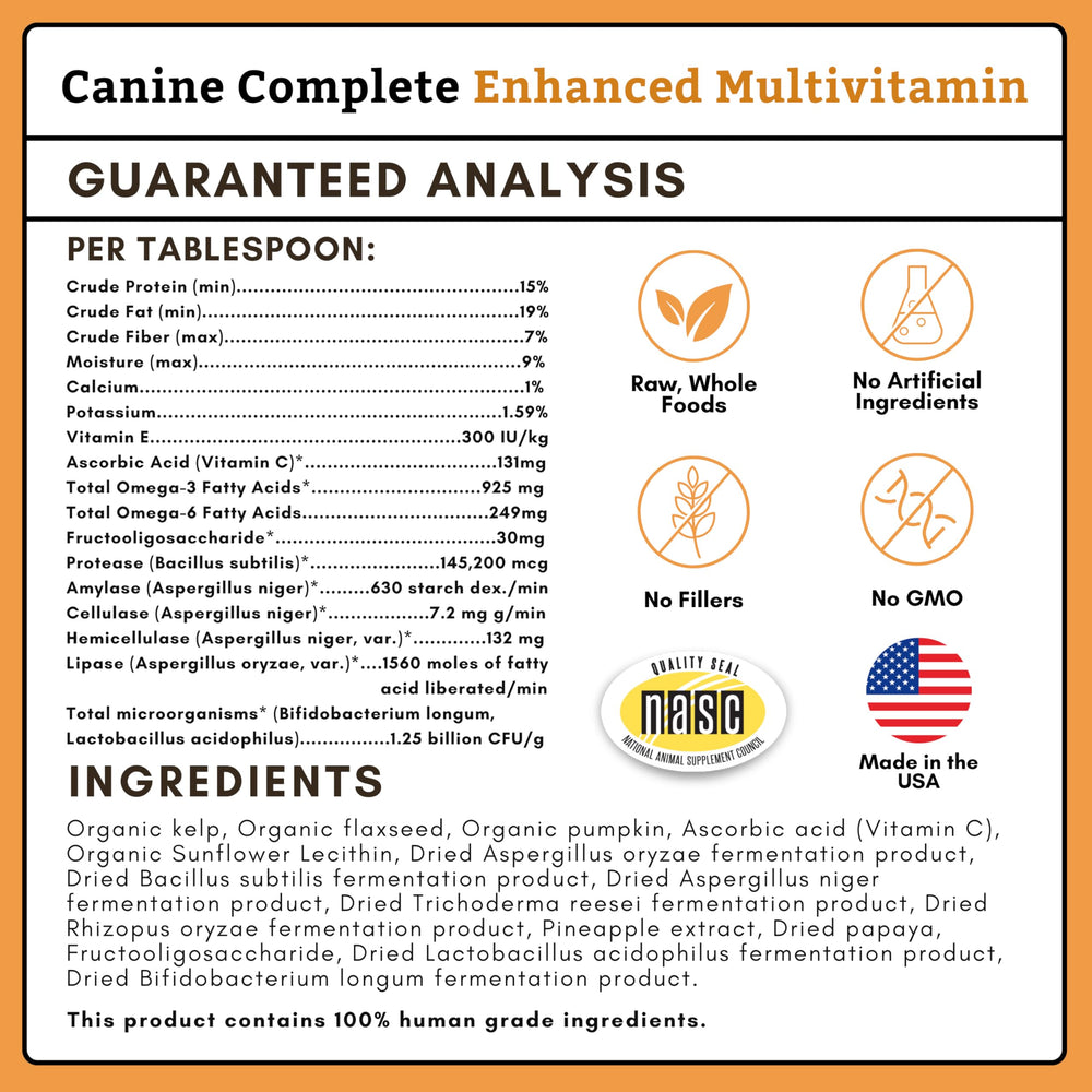Wholistic Pet Organics Canine Complete mixed into dog food for nutrition