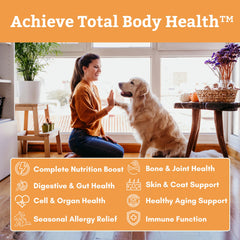 Wholistic Pet Organics Canine Complete natural ingredients label signals organic, non-GMO vitamins you can trust