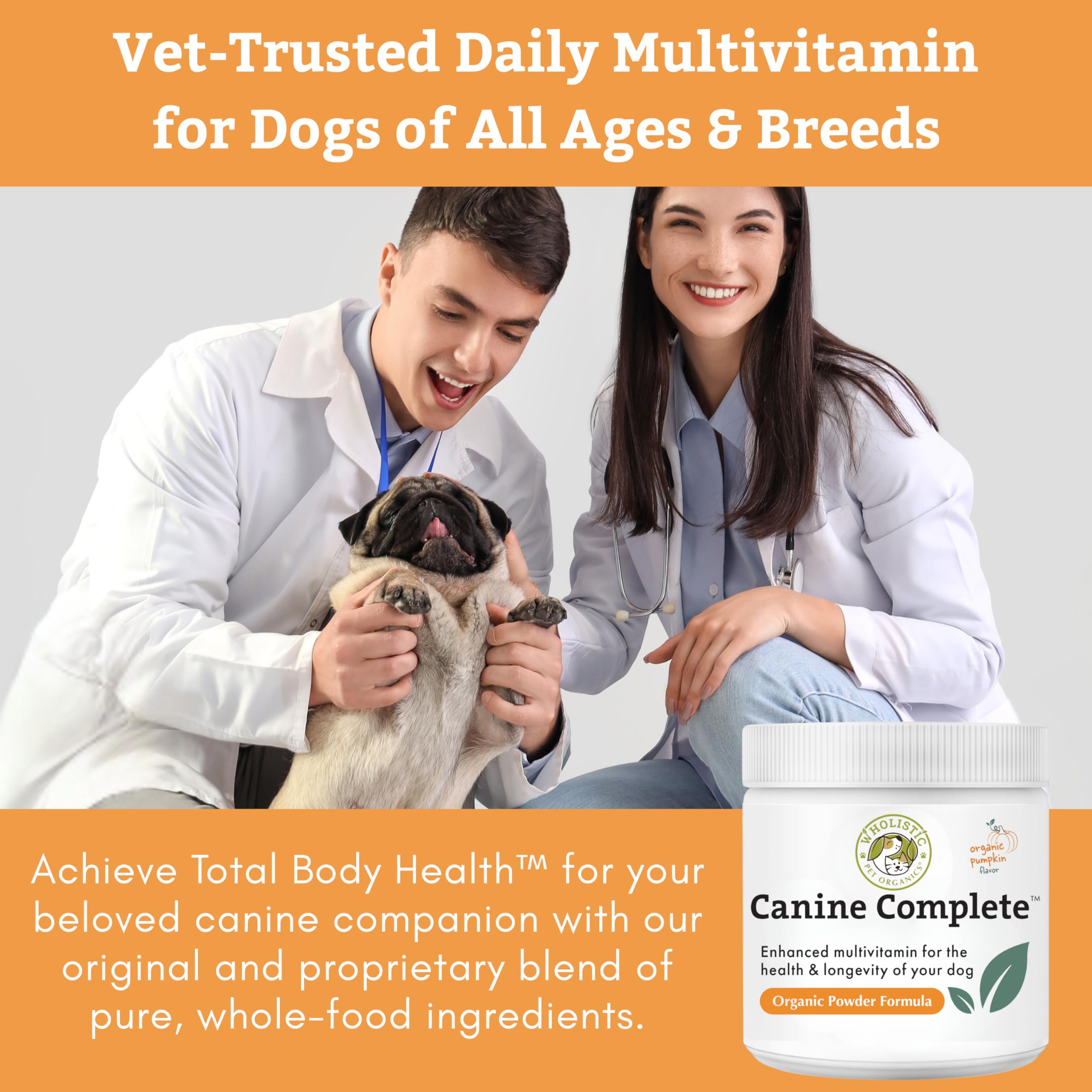 Wholistic Pet Organics Canine Complete probiotics image supports gut balance
