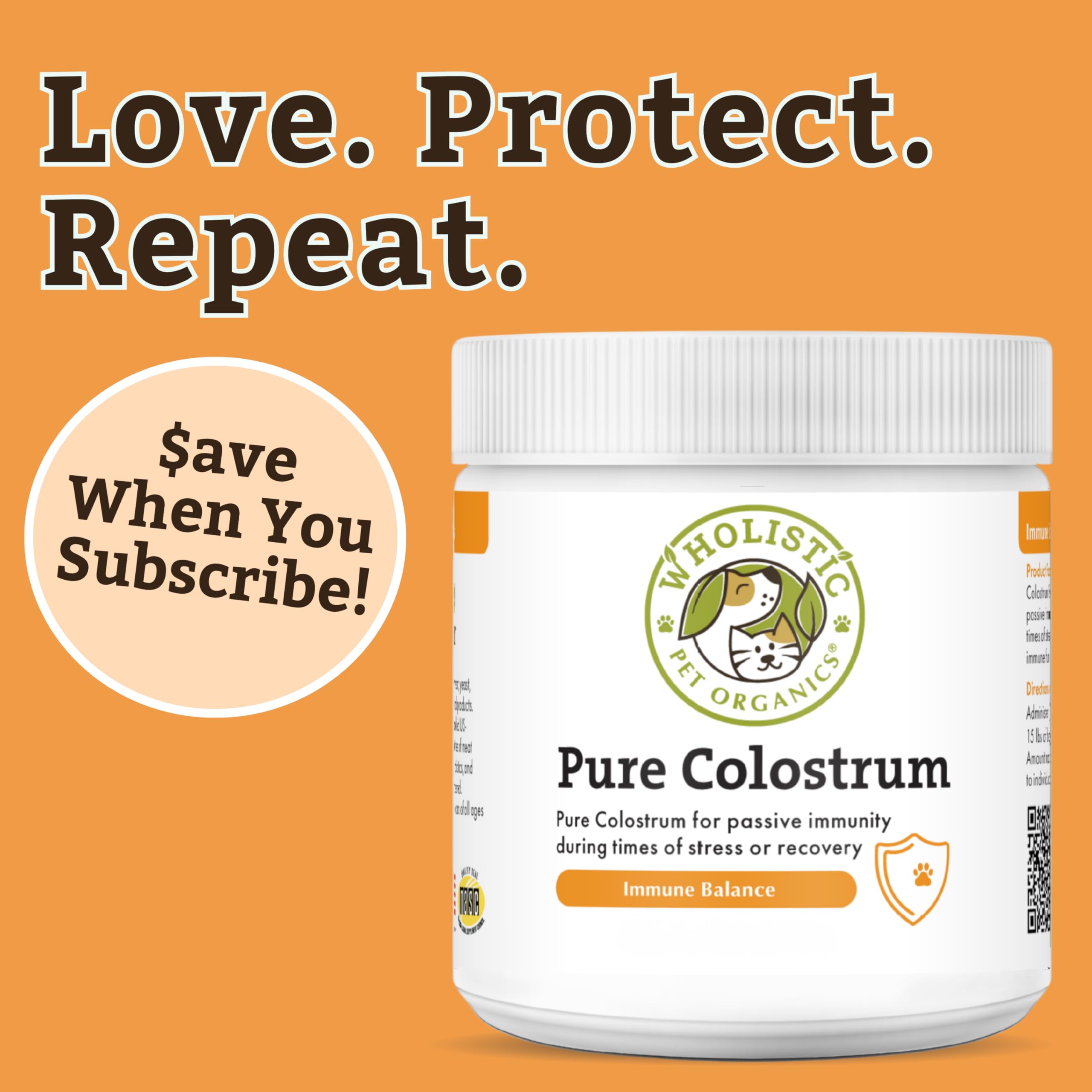 Wholistic Pet Organics colostrum natural nutrition highlights wholesome ingredients