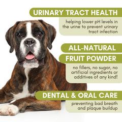Wholistic Pet Organics Cranberry label with NASC quality seal for safety.
