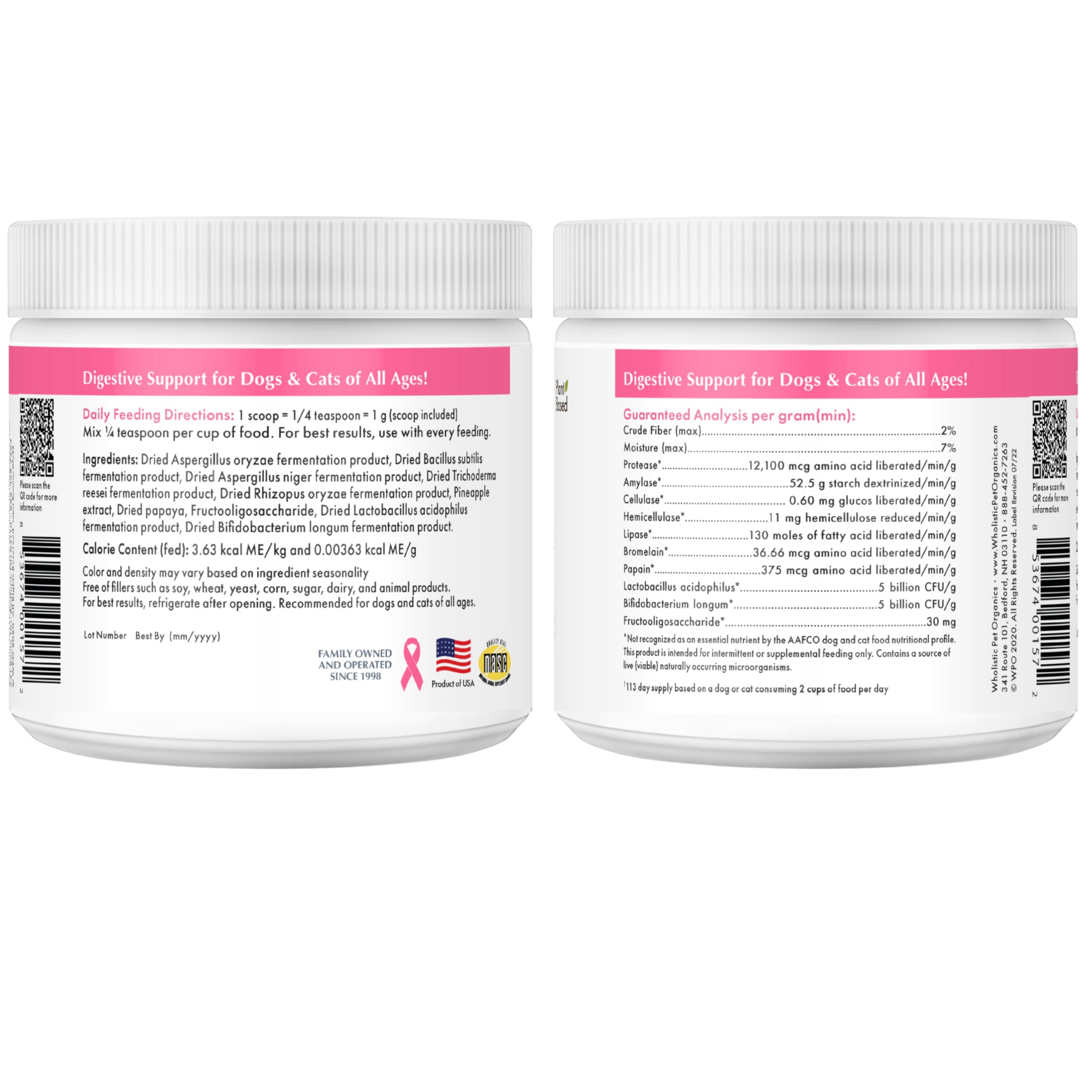 Wholistic Pet Organics packaging and seal indicating quality control