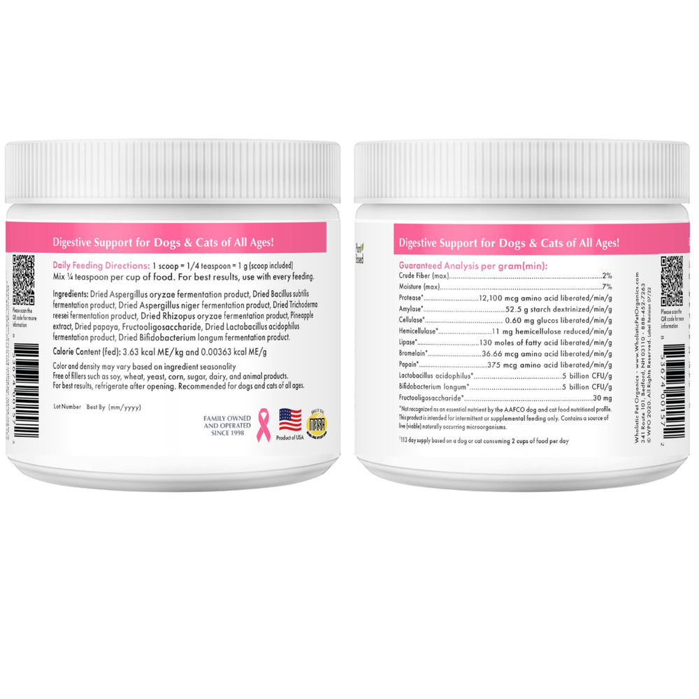 Wholistic Pet Organics packaging and seal indicating quality control