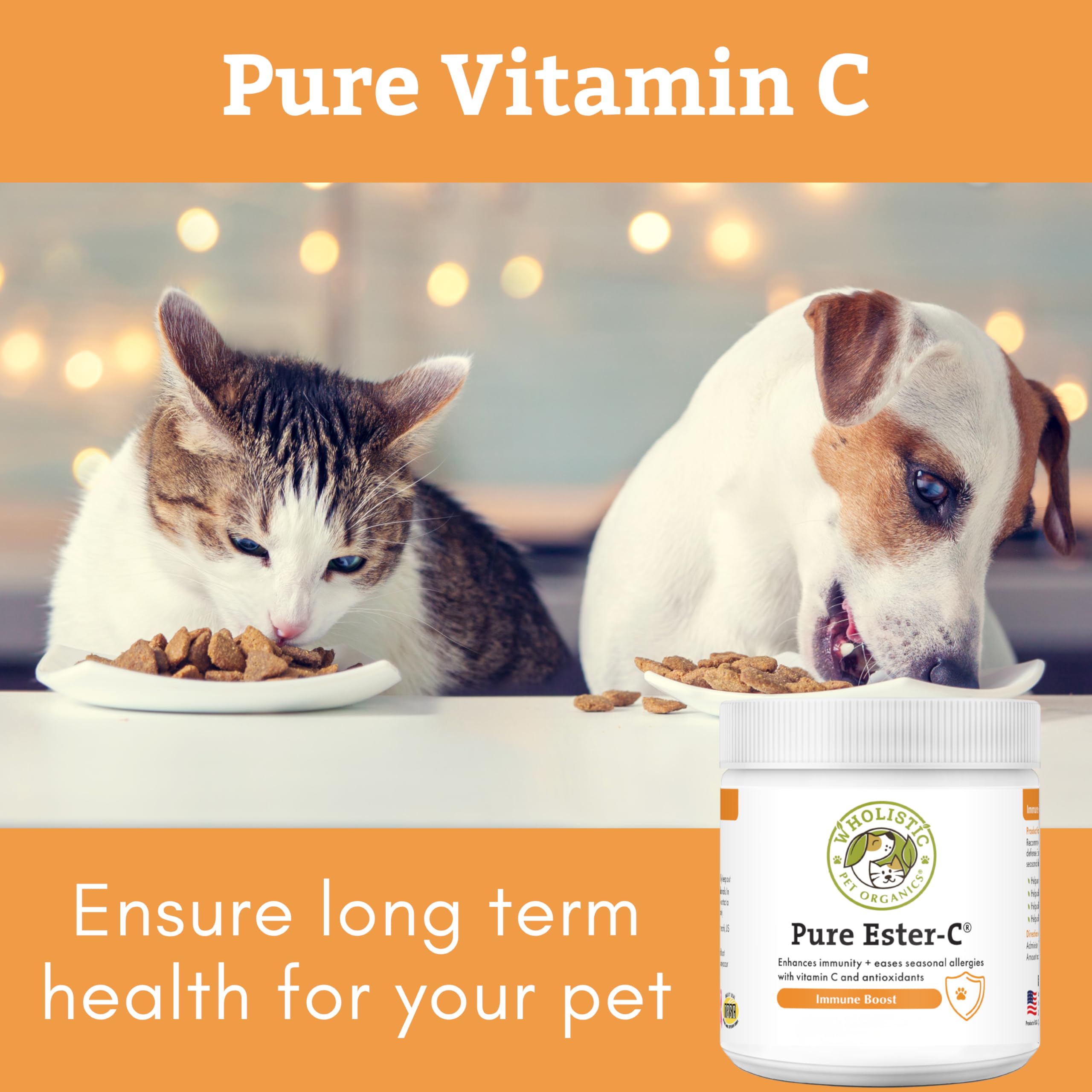 Immune support emphasis by Ester-C powder for pets.