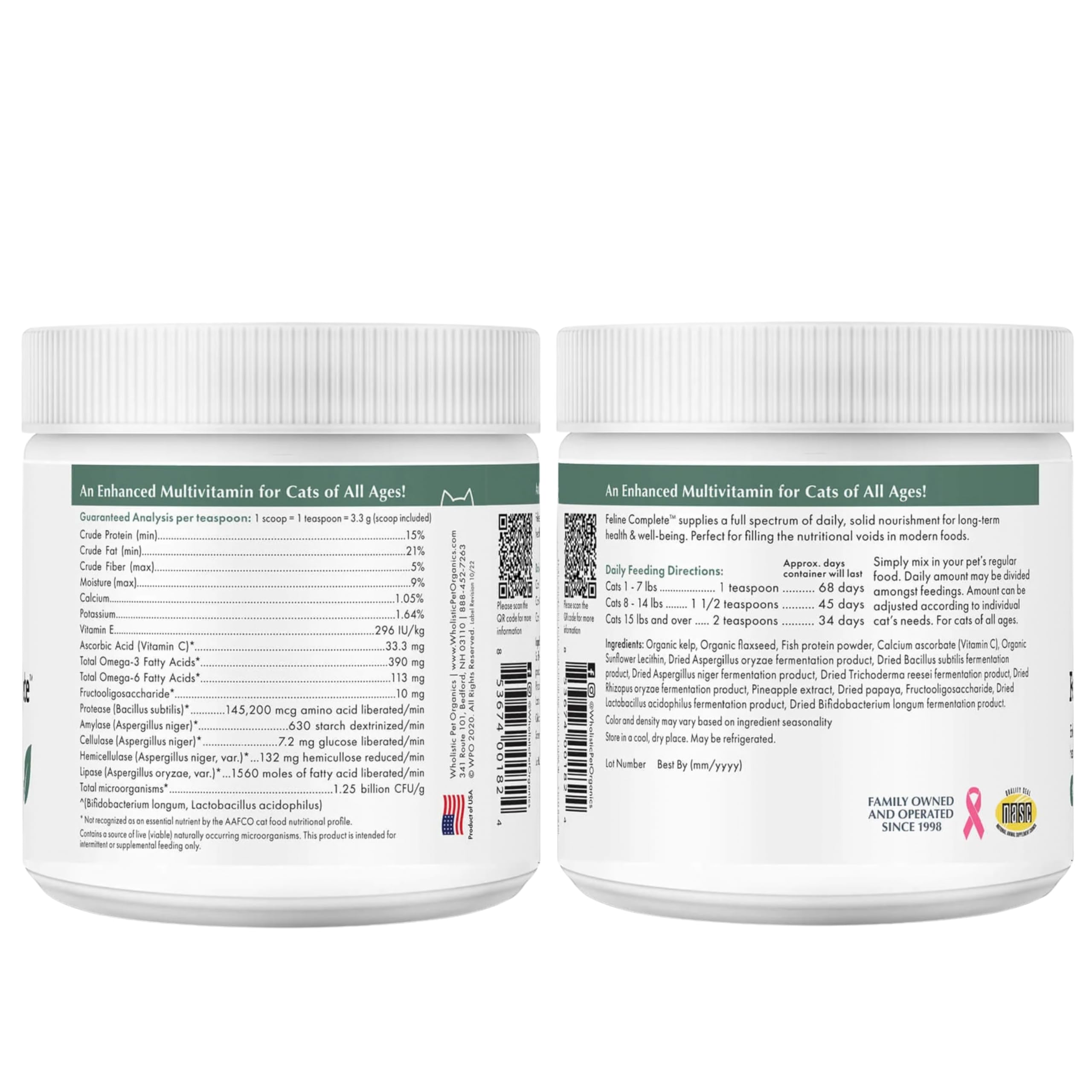 Wholistic Pet Organics Feline Complete digestive-support powder for daily use