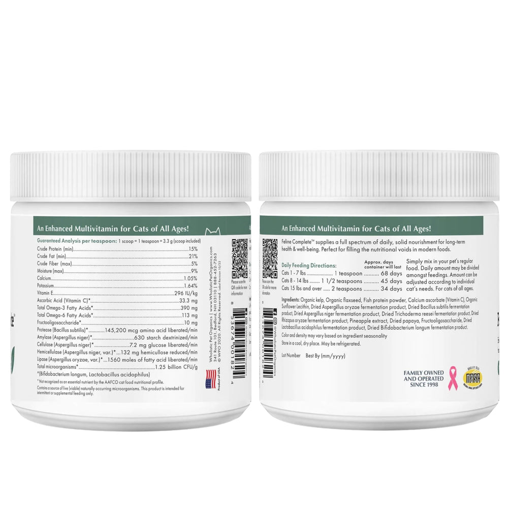 Wholistic Pet Organics Feline Complete digestive-support powder for daily use