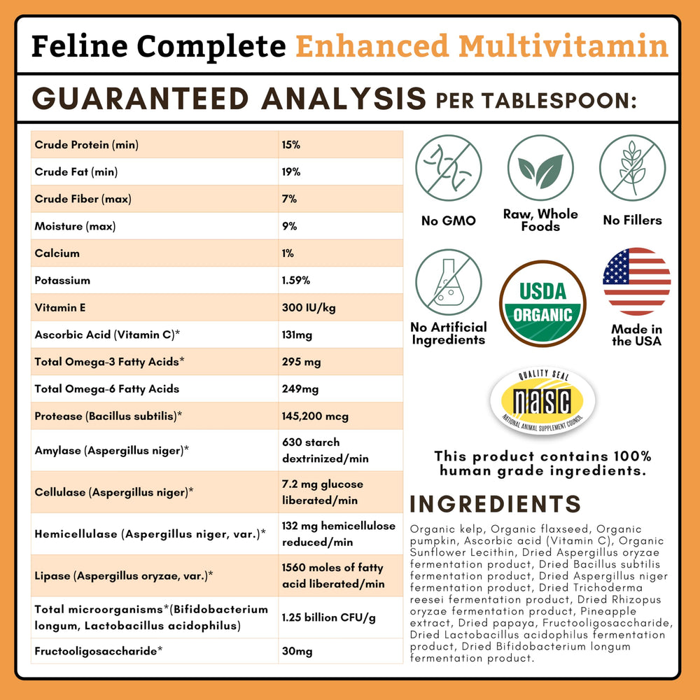 Wholistic Pet Organics Feline Complete Organic Pumpkin for senior cats supporting mobility