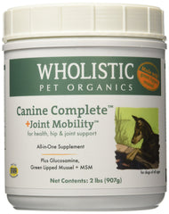 Wholistic Pet Organics glucosamine chondroitin blend promotes flexibility.