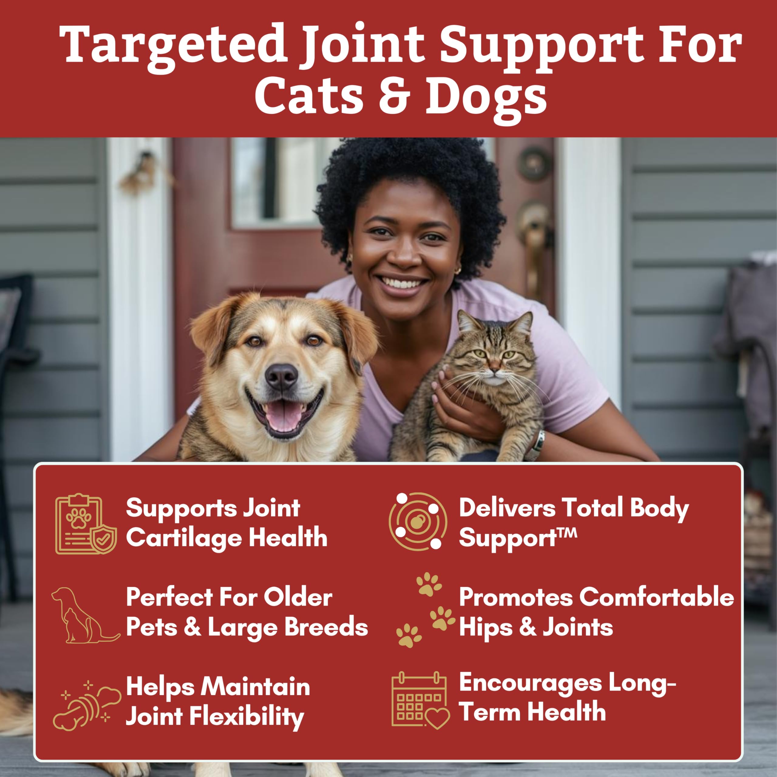 Wholistic Pet Organics glucosamine and chondroitin blend supports joint health.