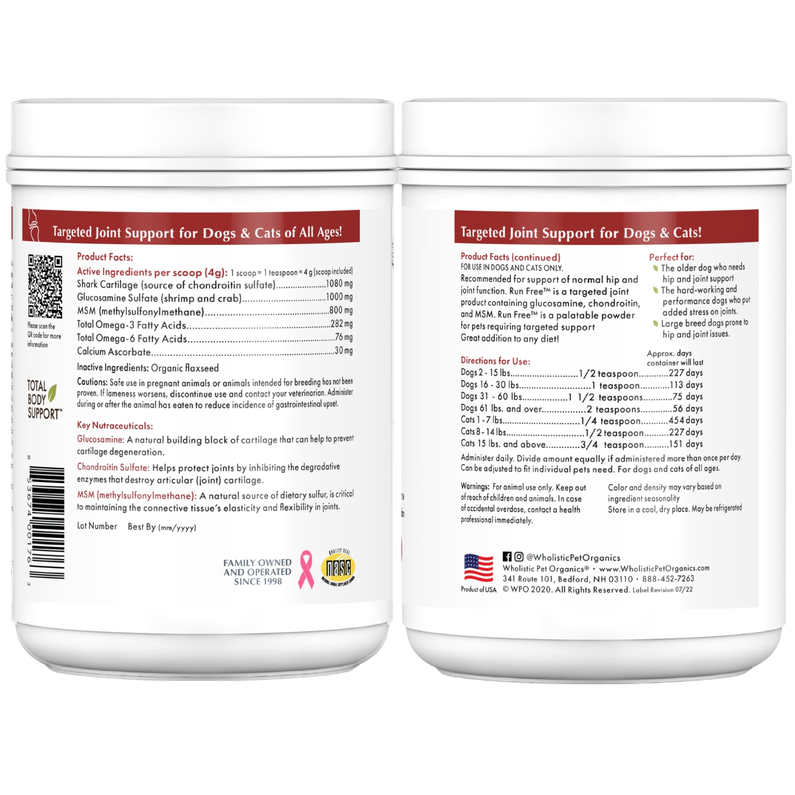 Wholistic Pet Organics Pet health care supplement for active pets.
