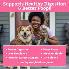 Wholistic Pet Organics prebiotic fiber dog cat powder promotes healthy gut.