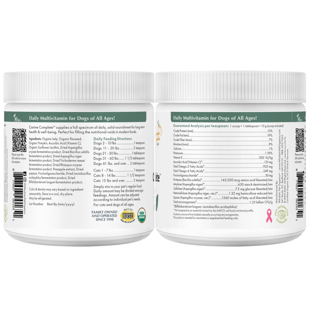 Wholistic Pet Organics Puppy Complete all-breed puppy nutrition concept