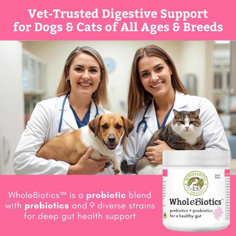 WholeBiotics nine strains scoop aiding accurate daily dosing for pets.