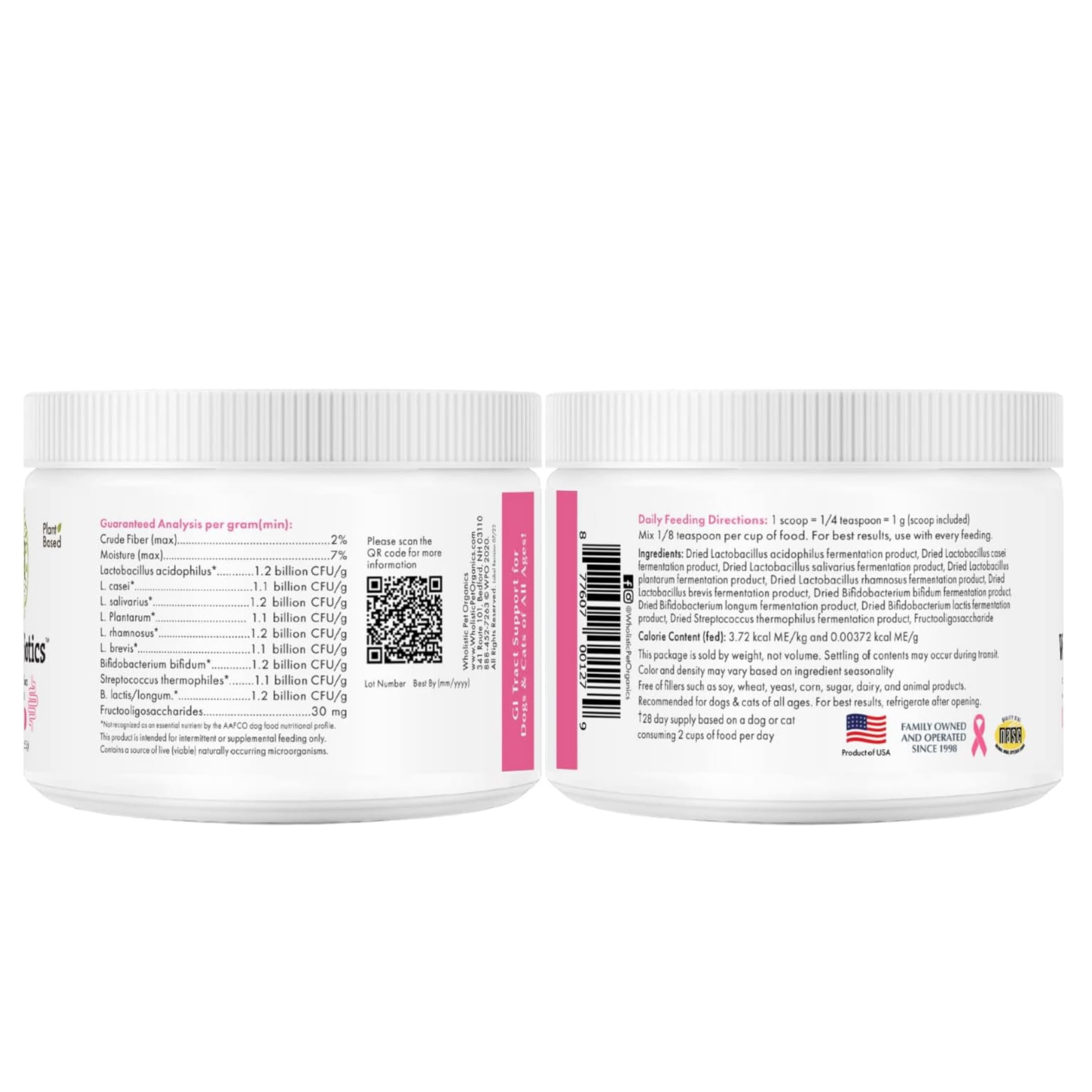 Daily dosing of WholeBiotics supports GI wellness in pets.
