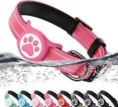 WhoseID Airtag Dog Collar with AirTag holder for easy pet tracking during walks.
