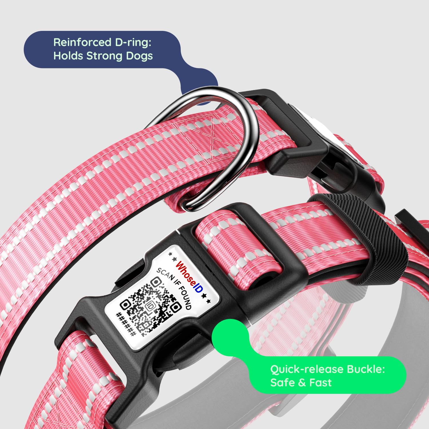 WhoseID Airtag dog collar safety locking buckle for secure fit