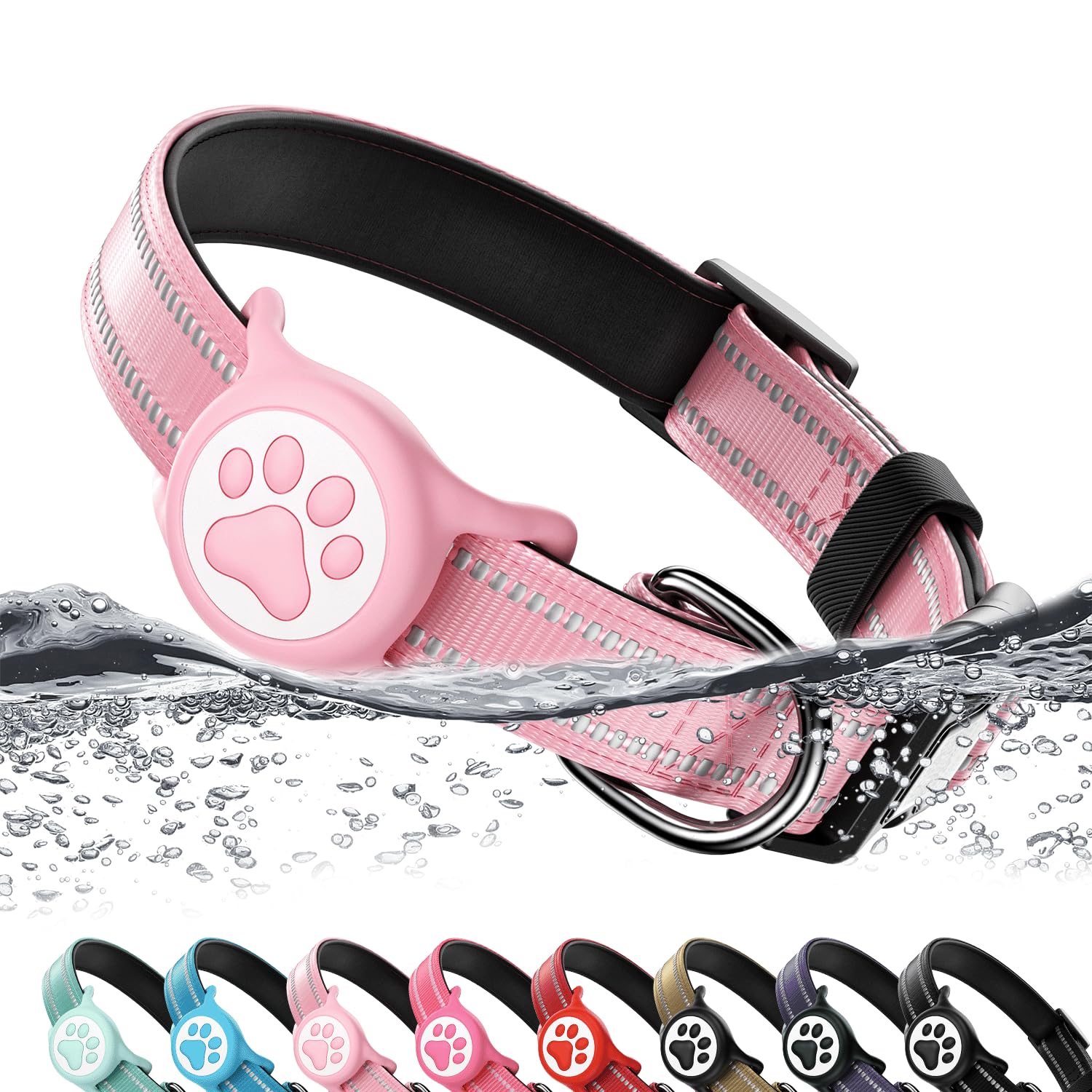 WhoseID Airtag dog collar with holder helps you track your pet on walks