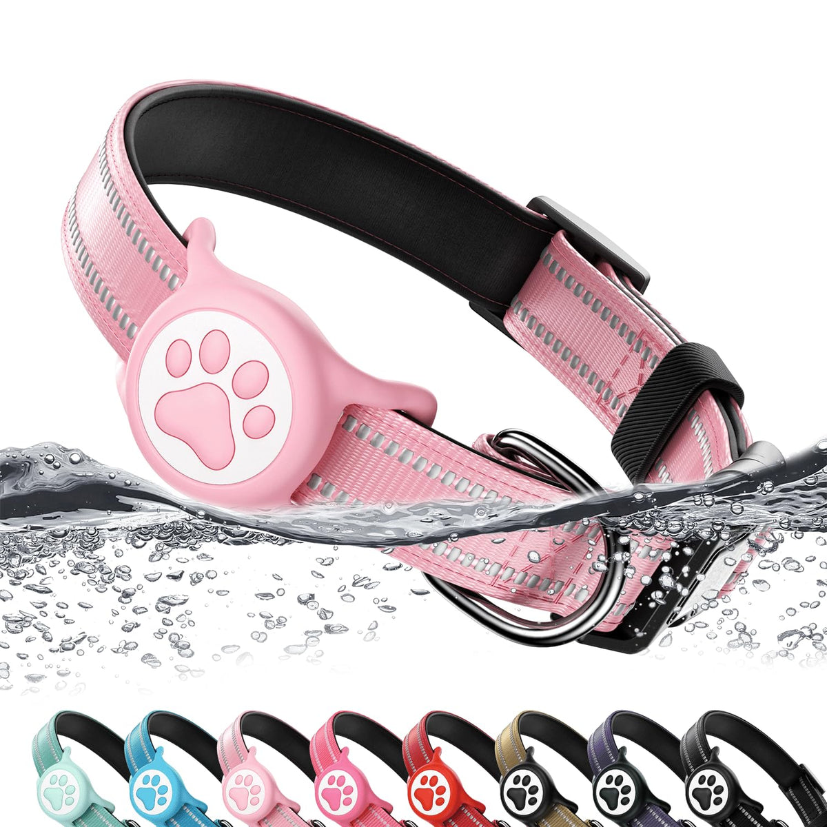 WhoseID Airtag dog collar with holder helps you track your pet on walks