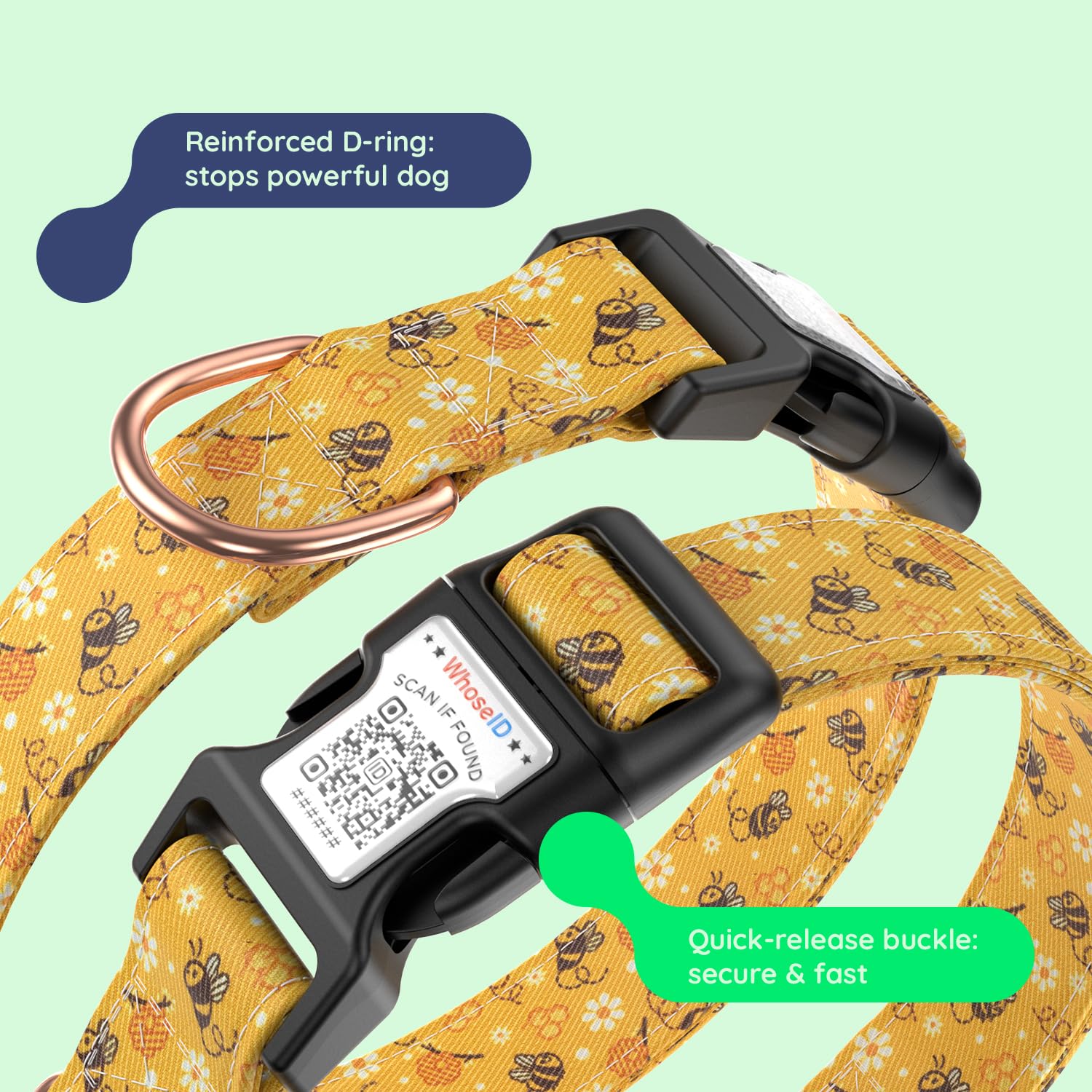 WhoseID high-visibility reflective strips boost nighttime safety.