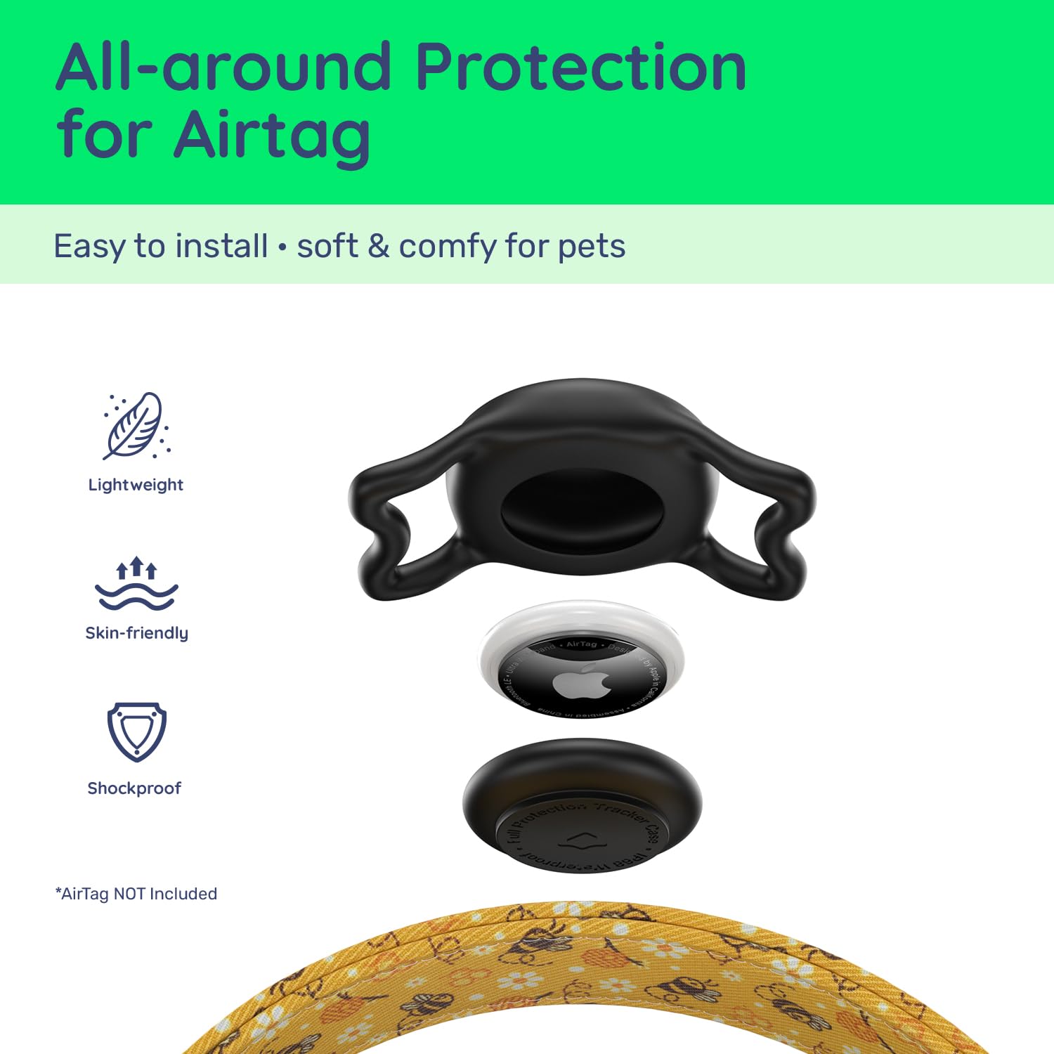 WhoseID rose-gold hardware with secure D-ring for sturdy leash attachment.