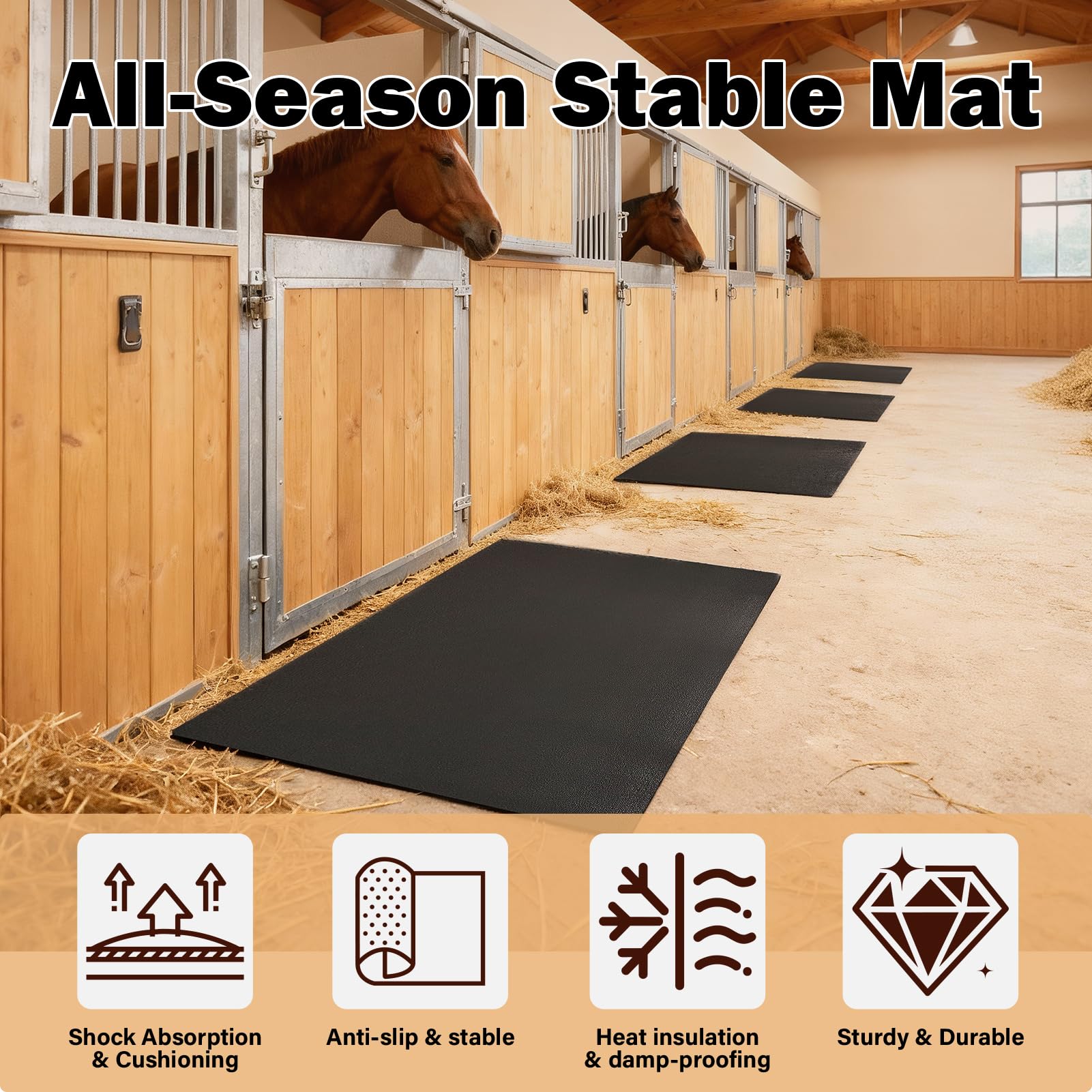 Wibeelee easy-clean stable mat makes debris removal quick and simple