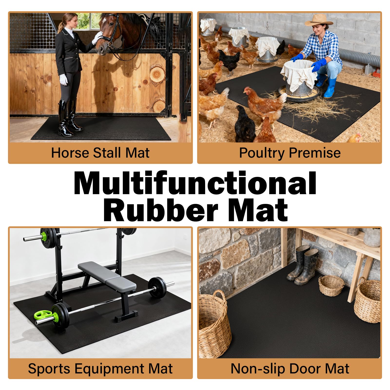 Wibeelee large stall floor mat fits standard stalls and reduces shifting