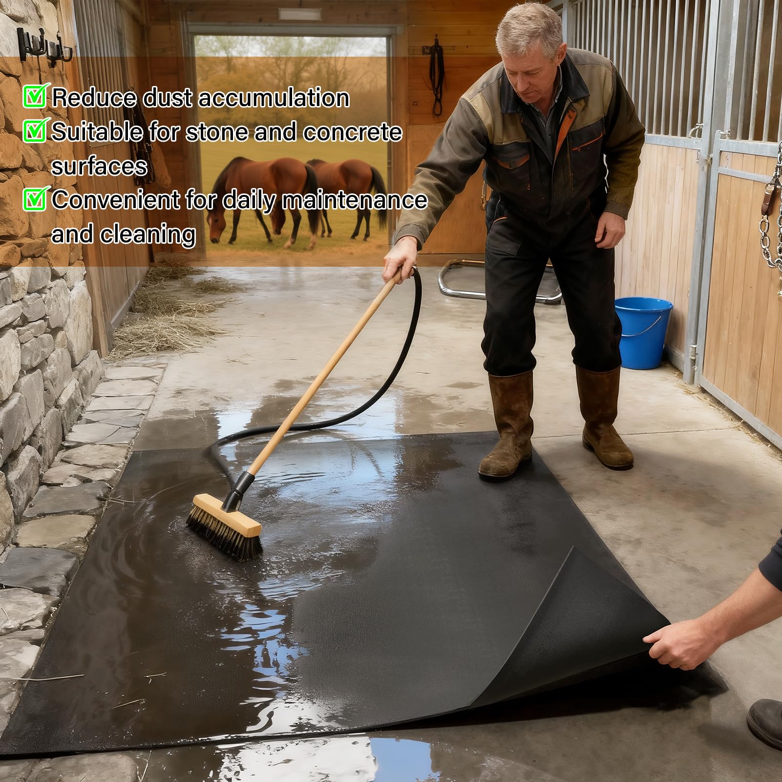 Wibeelee stable mat highlights cushioning for comfortable hooves and legs