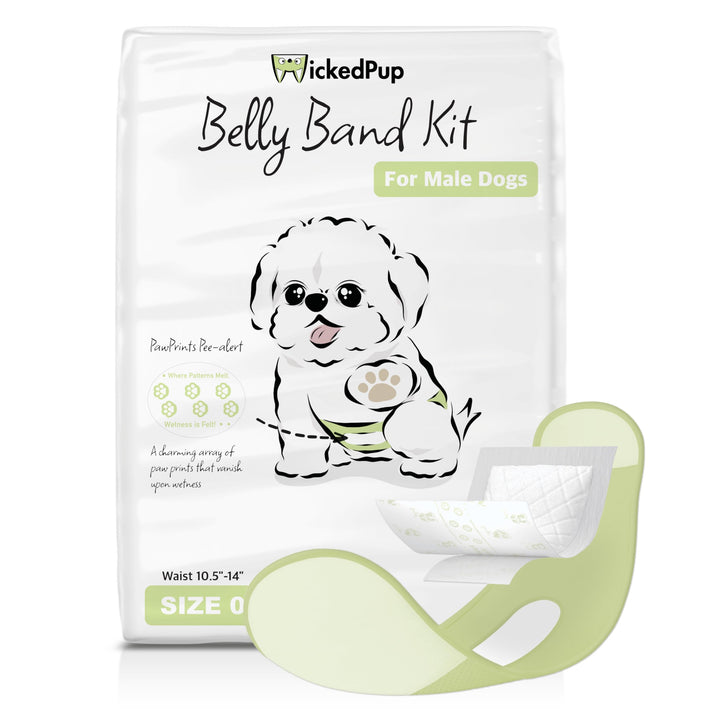WICKEDPUP Belly Band Kit with PawPrints Pee-Alert signals when to change