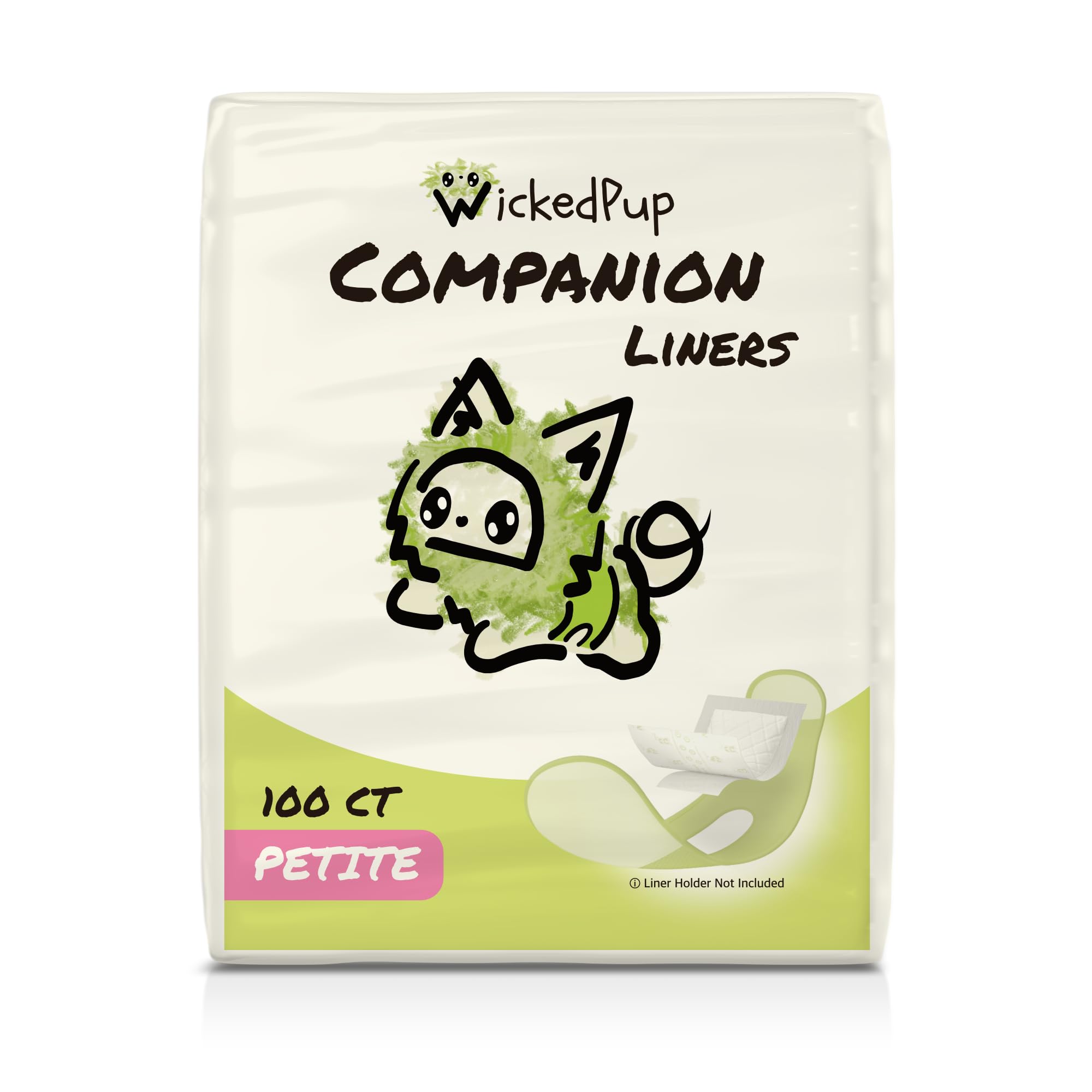 WICKEDPUP diaper liner with PawPrints Pee-Alert signals change for cleaner care.