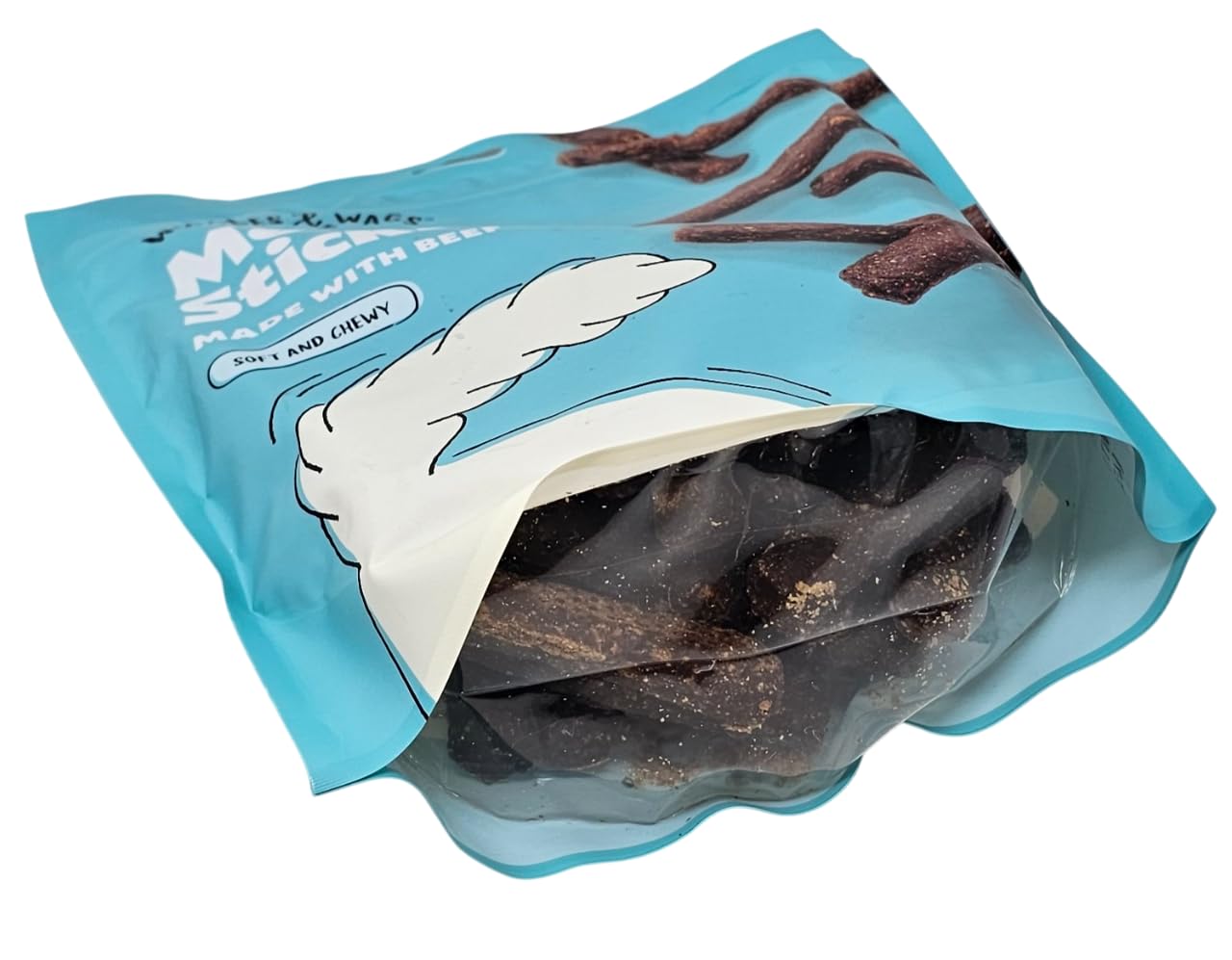 Wiggles & Wags Beef Meaty Sticks training bites ready for quick rewards.