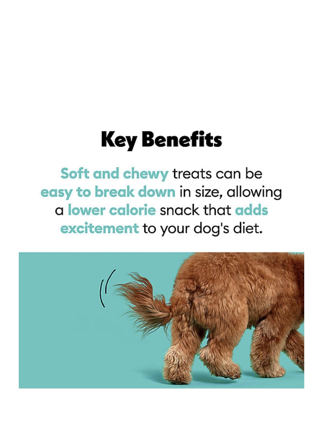 Wiggles & Wags Poppers texture shows a soft chew dogs enjoy.