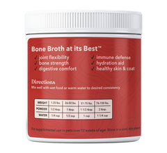 Wild Acre beef bone broth in a dog dish mixed with meals