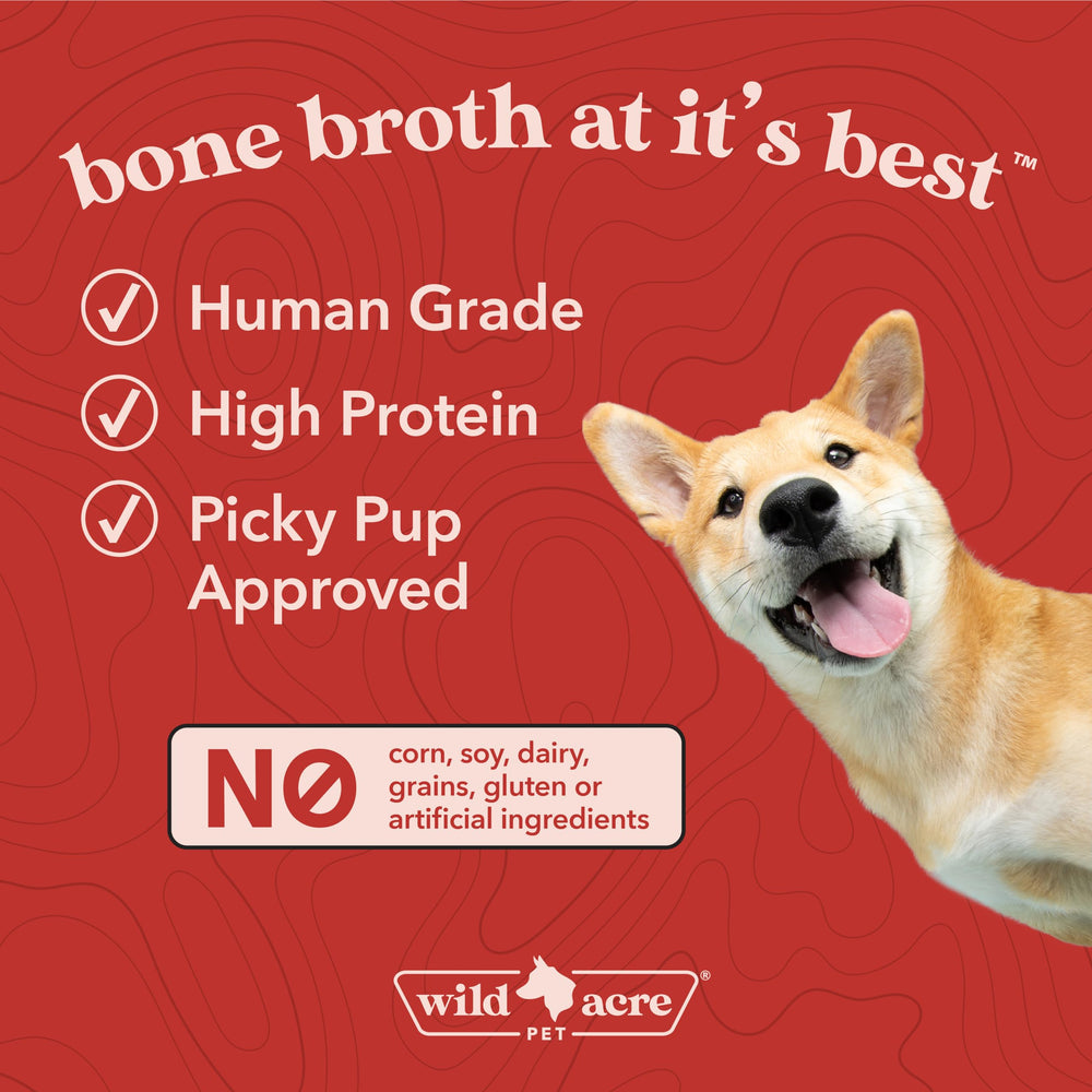 Wild Acre happy dog after broth addition during feeding