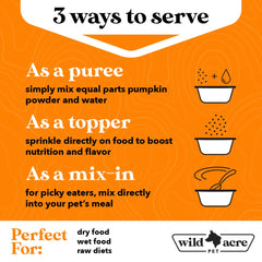 Wild Acre pumpkin powder being mixed with water to create a puree for dogs