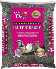 Wild Delight Fruit N Berry Bird Food 5lb bag attracts songbirds with a fruity blend.