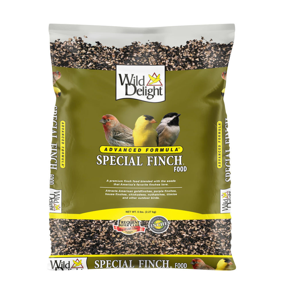 Wild Delight Nyjer seed close-up highlighting premium ingredients for vibrant backyard birds.