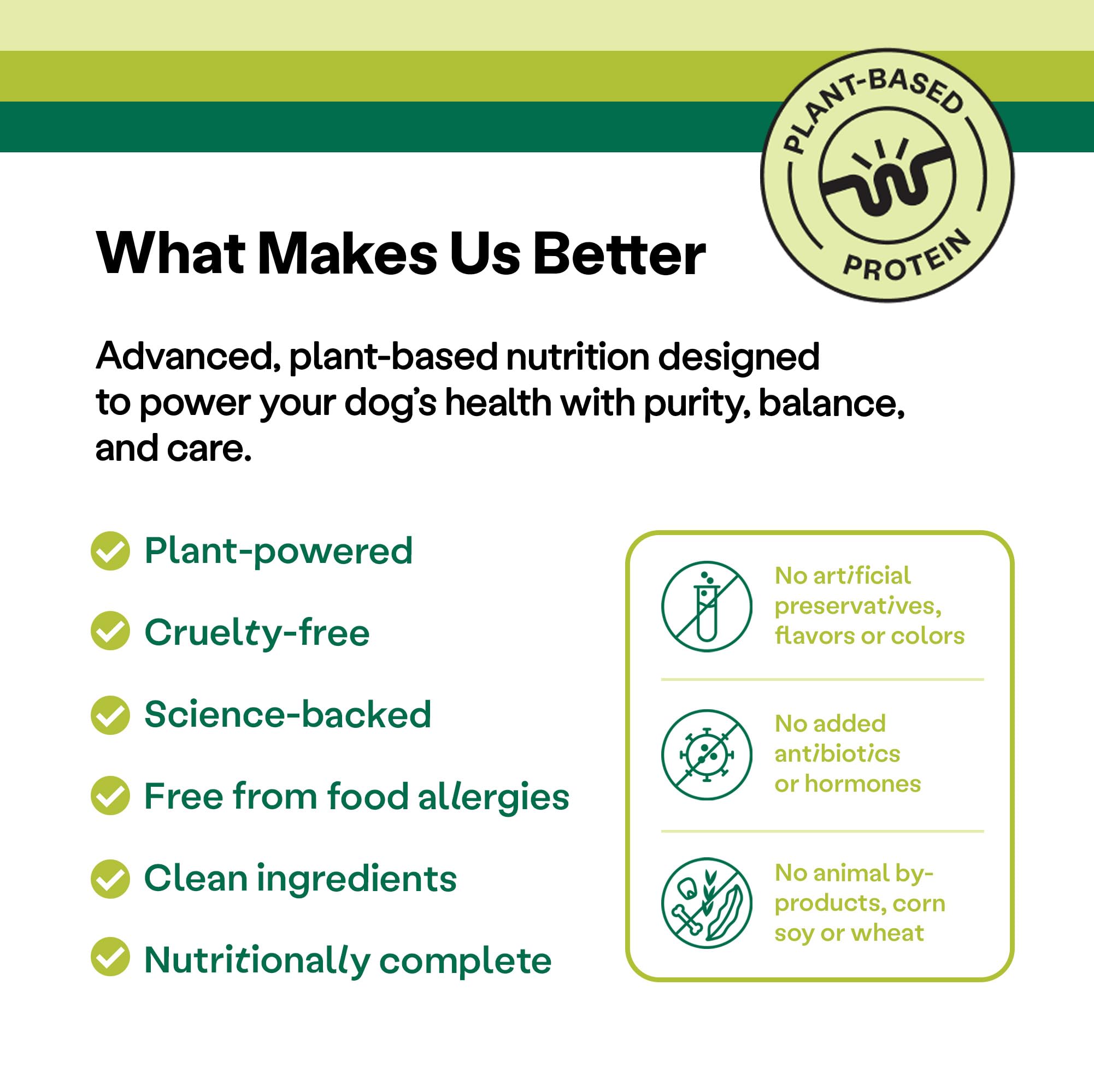 Wild Earth ingredients spinach and pumpkin support digestion and fiber.