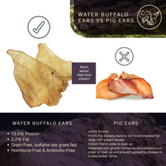Close-up texture of Wild Eats Water Buffalo Ear Chews highlighting durable, satisfying chew.