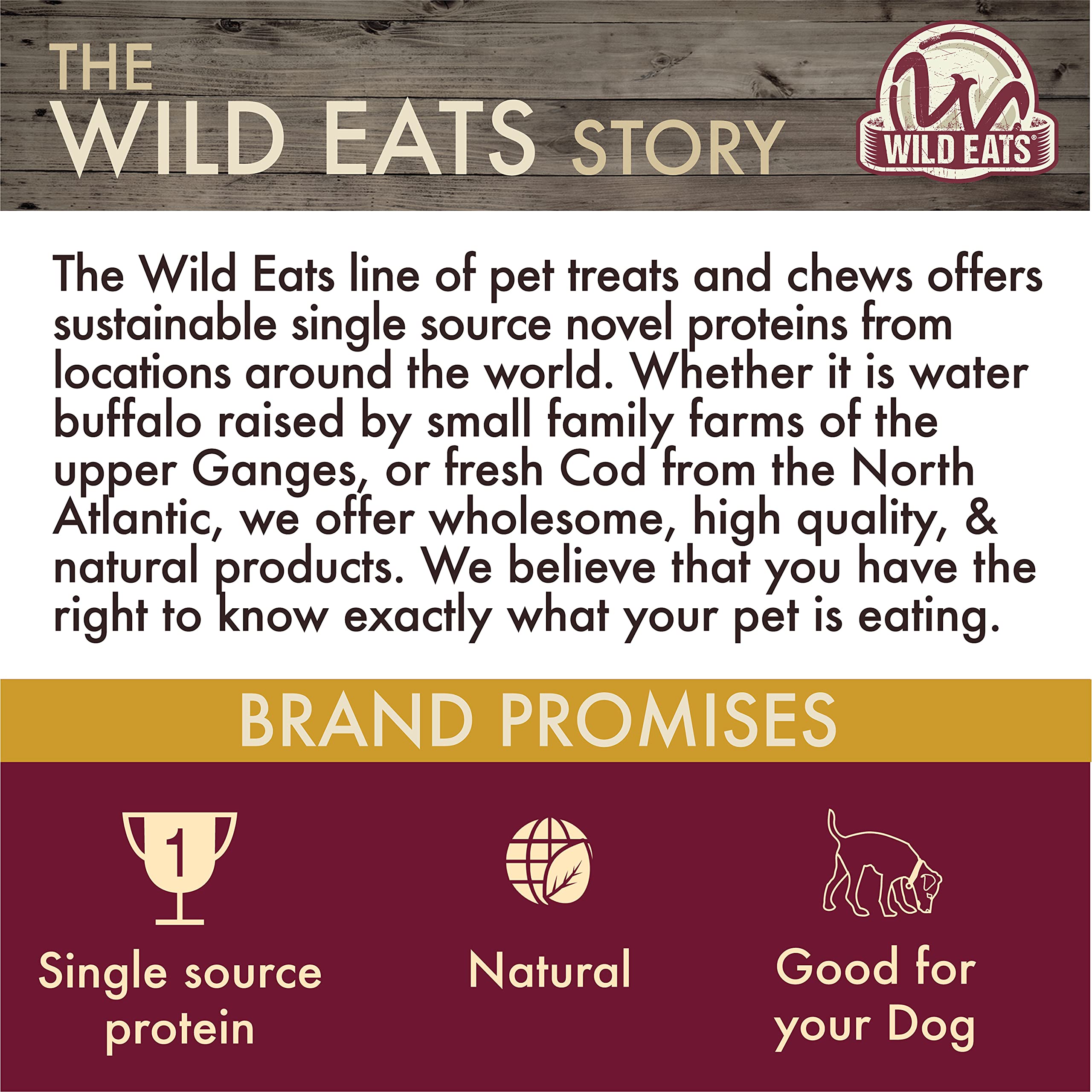 High-protein chew option from Wild Eats Water Buffalo Ear Chews for active dogs.