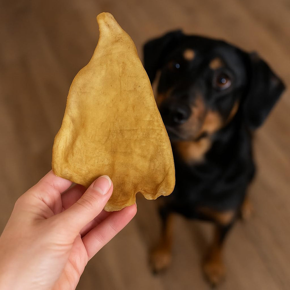 Single-ingredient Wild Eats Water Buffalo Ear Chews for simple, natural chewing.