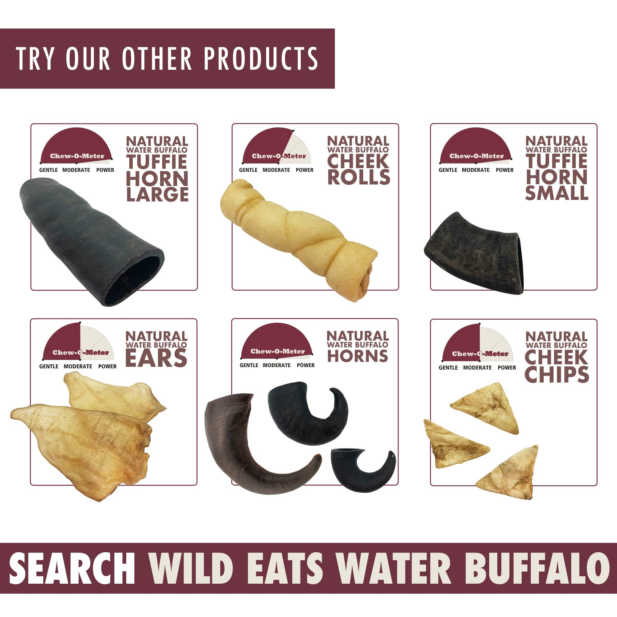 Wild Eats Water Buffalo Horn – promotes positive chewing and jaw strength in dogs.